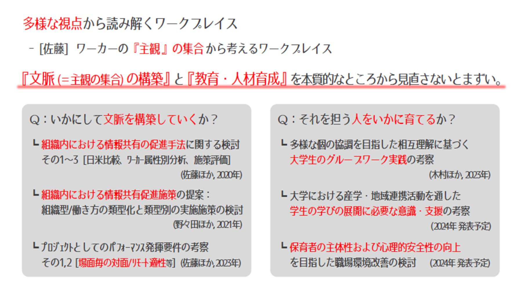 多様な視点から読み解くワークプレイス